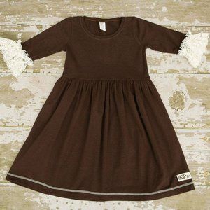 Kpea Original Girls Brown Lace Lap Dress Layering Dress Thanksgiving Fall Sz 6